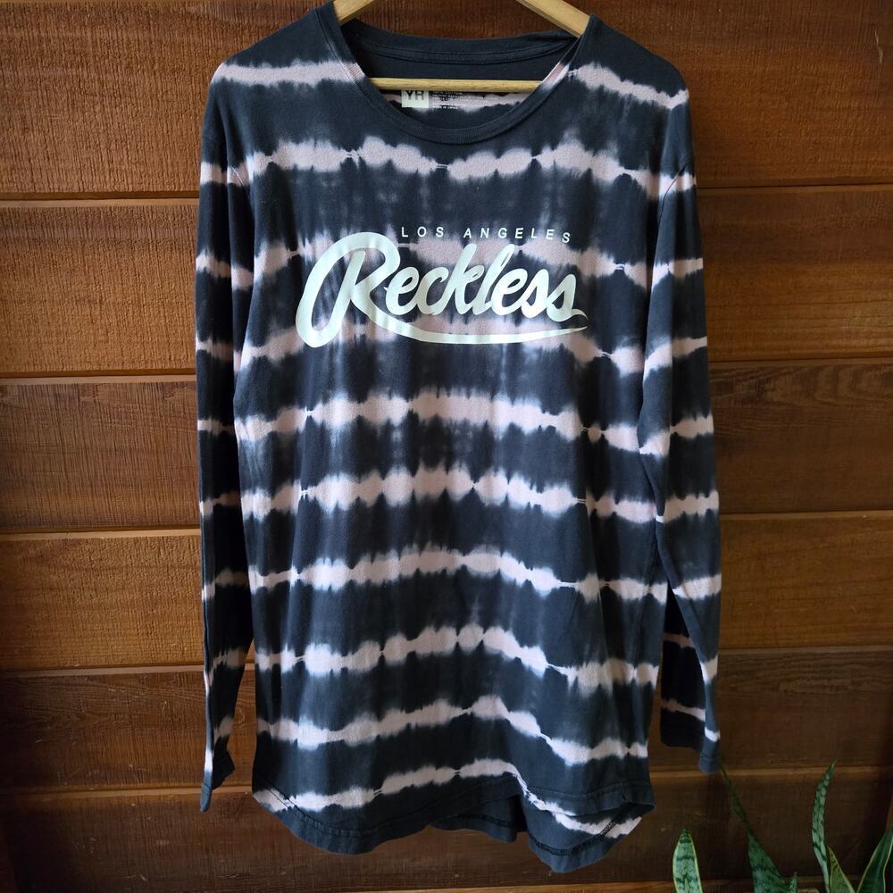 Los Angeles Reckless Womens Tie-Dye Stripe Logo T-Shirt Size M Streetwear
